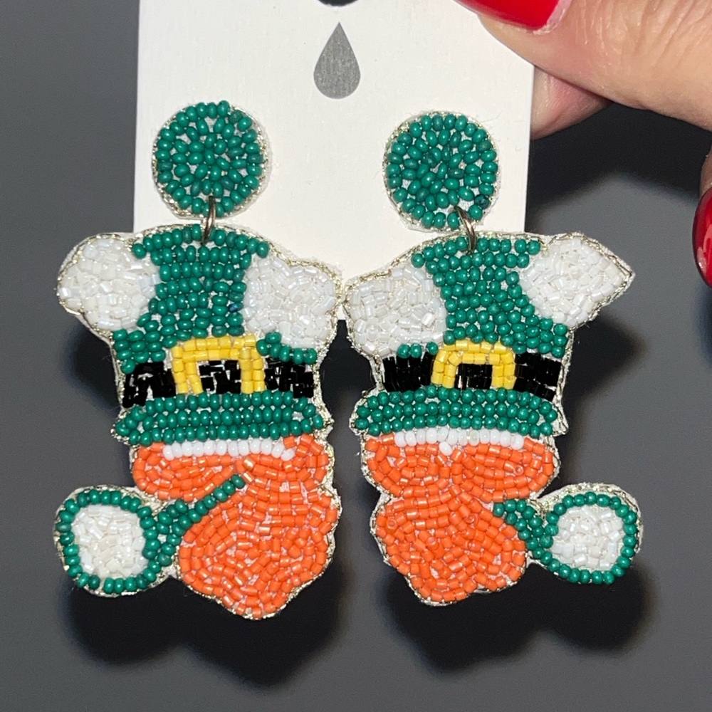 Leprechaun beaded earrings